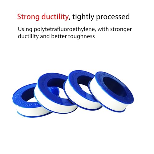 4 Rolls 1/2 Inch(W) X 520 Inches(L) Teflon Tape PTFE Thread Sealant Plumbers Tape for Seal Water Pipe, Shower Head,Prevent Leakage, White