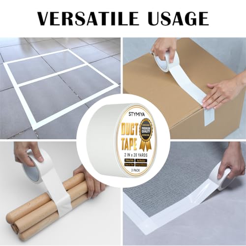 White Duct Tape Heavy Duty: 6Rolls*2IN*20Yards Wide Waterproof Outdoor Duck Furniture Repair Tape Bulk - Strong Adhesive Weather UV Resistant No-Residue Masking Tapes Patterns Variety Pack - color: White, size: 6*2in*20yards