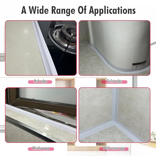 3 Rolls White Caulk Tape for Bathtub Self Adhesive, Peel and Stick Caulk Strip Waterproof, Toilet Base Sealer Strip, Toilet Sealant Tape - style: 3 Rolls-RIF