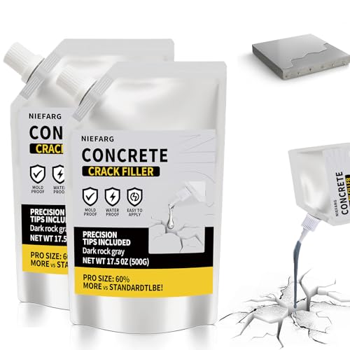 Concrete Crack Filler for Driveway, High Elasticity Cement Crack Filler, Self Leveling Quick Drying Sealing Adhesive for Outdoor, Patio, Waterproof (17.6 Floz) - size: 17.6 fl oz (1.1 lb)