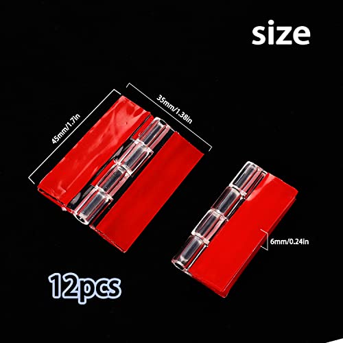 12 Pcs Acrylic Self Adhesive Small Transparent Continuous Hinge Tools for Cabinet Drawer Furniture DIY Display Stand 45x35 mm - size: 45 X 35 Mm