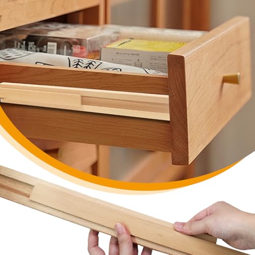 Luomorgo 4 Pack Wooden Drawer Slides Bottom Mount - 16 Inch Classic Center Guide Track with Metal Glides for Dresser/Cabinet Replacement