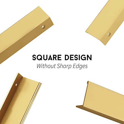 goldenwarm 5 Pack Gold Finger Edge Pulls Drawer Finger Pulls Champagne Gold Kitchen Hardware Handles Bedroom Dresser Drawers,5in Hole Center - color: Matte Gold, size: 5-1/16in(128mm) Hole Centers