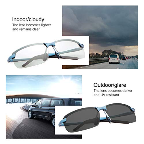 YIMI Men Photochromic Polarized Sports Sunglasses Cycling Fishing Driving Glasses UV Protection Eyeglasses Anti Glare Eyewear - color: 3043 Blue