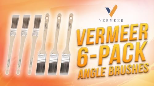 Vermeer Paint Brushes 6-Pack Angle Brushes in Assorted Sizes for All Latex and Oil Paints & Stains - Home Improvement - Interior & Exterior Use