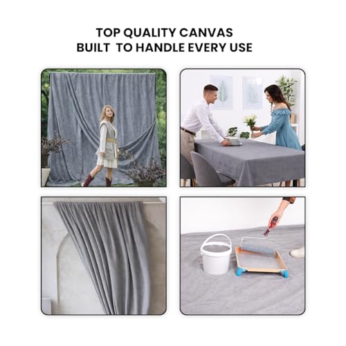Canvas Painters Drop Cloth (Size 12 x 15 Feet - Pack of 2) - Pure Cotton Paint Drop Cloth for Painting, Curtains, Furniture & Floor Protection - Recycled Heavy Duty Cotton Canvas - size: 12' X 15' - Pack of 2