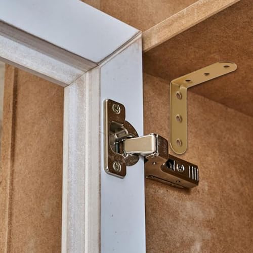 Wealrit 8 pcs Gold L Shape Brackets,Right Angle Corner Brace with Screws,L Shape Corner Brackets,Right Angle Bracket,2.28 Inch Length - size: 2.28"