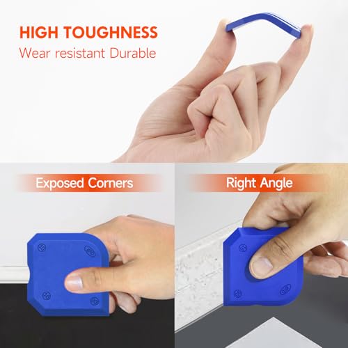 Stainless Silicone Caulking Tools Kit,Set of 13pcs Sealant Finishing Tool Grout Scraper,Putty Knives,5 Silicone Pads,Sink Joint Caulk Remover with 3pcs Glass Glue Angle Scraper