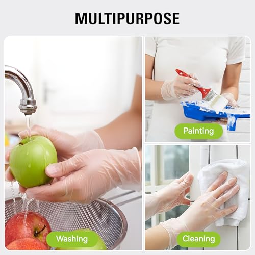 SWIFTLITE Disposable Vinyl Gloves, Food Safe, Latex-Free Powder-Free Clear Plastic Gloves for Cooking, House Clean, Food Prep - size: Large