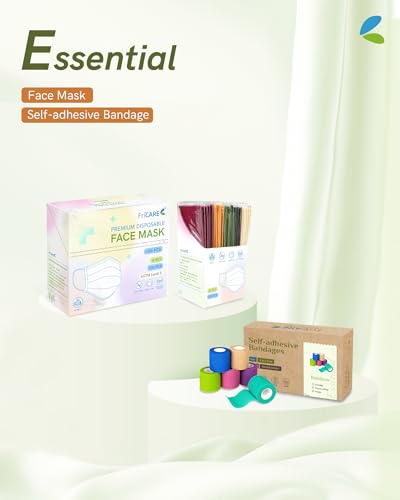 FriCARE Face Masks Disposable for Adults, 4 Ply ASTM Level 3, Individually Wrapped Mask for Allergy Protection, 100 Pack, Earth & Sky - color: Earth Sky