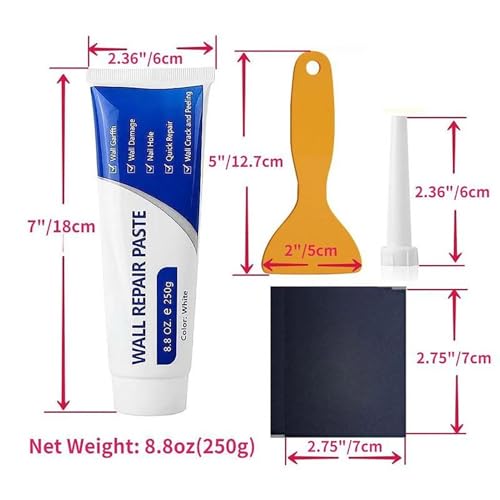 Drywall Patch Repair Kit 250g – Quick-Drying Wall Mending Agent with Scraper, Wall Putty Hole Repair, Multi-Functional Waterproof Repair Paste for Cracks, Holes & Concrete Surfaces (2 Set) - size: 2 SET