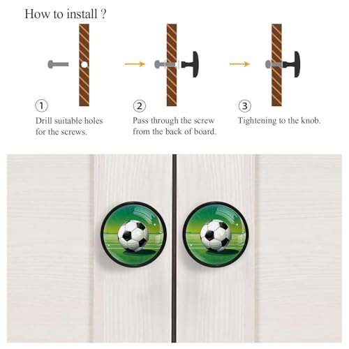 4PCS Round Kitchen Cabinet Knobs with Screws, Drawer Pulls Dresser Knobs, Soccer - color: color6119