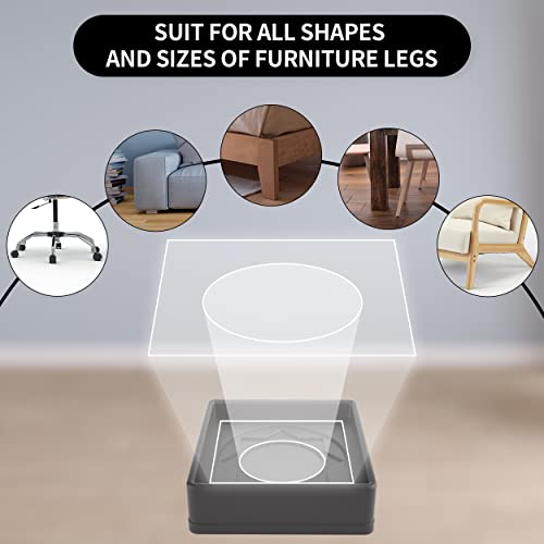 Furniture Pads Yelanon Floor Shield – 2" Round Caster Cups 8 PCS – Non-Skid Bed Stoppers, Heavy Duty Rubber Coasters – Protect Hardwood & Tile Floors! - color: 8pcs2"square Black Star