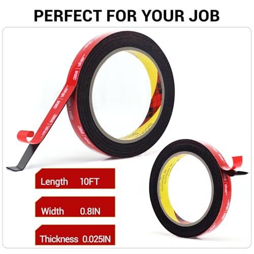 Ohayooz Double Sided Tape Heavy Duty 10FT, Very Sticky Adhesive Mounting Tape, Works Great Indoors and Outside, Walls, Automotive, Home Office Deco - size: 2026 Just Try