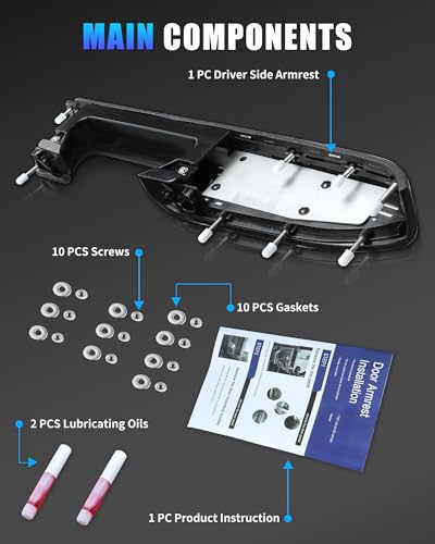 22818470 Front Right Passenger Side Armrest Repair Kit Fit for Chevy Silverado/GMC Sierra 1500 2500HD 3500HD 2010–2014 - color: Black/Ebony, size: Passenger Side