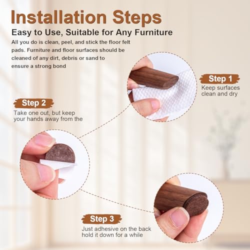 48 PCS Felt Furniture Pads, 1-inch Round Brown Chair Felt Pads, Felt Pads for Furniture Feet to Protect The Floor from Scratches,Reduce Noise (Brown) - size: Round 48PCS-Brown