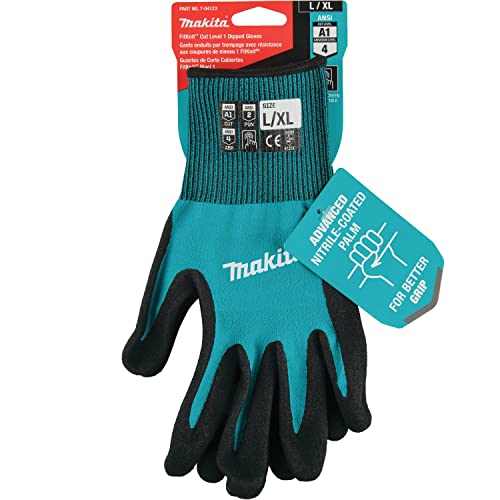 Makita Unisex Fitknit T 04123 FitKnit Cut Level 1 Nitrile Coated Dipped Gloves Large X Large, Teal/Black, Large X-Large US - size: X-Large (Pack of 1)