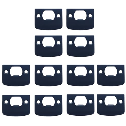 12-Piece Door Strike Plate Kit, Black Stainless Steel Deadbolt Covers & Reinforcement, Full Lip Round Corner, Fits Standard Wooden Doors & Locks (Square)