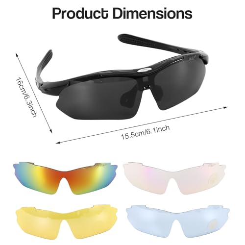 Outdoor Polarized Sunglasses for Men Women, Sports UV400 Protection Sunglasses Clip-on Wearable Head-mounted Sun Glasses with 5 Interchangeable Lenses for Cycling Fishing Traveling Driving Hiking