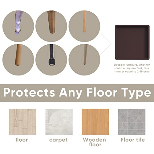 Furniture Coasters Cups 4Pcs 2.5 inch Rubber Non-Slip Bed Leg Pads,Anti Slip Furniture Pad Protector for for Hardwood Floors Brown - size: 2.5" 4PcsBrown