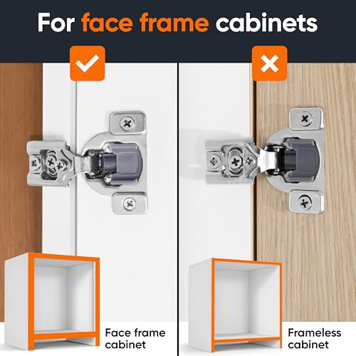 Decobasics 4 Pack Soft Close Cabinet Hinges – 3/4" Overlay for Kitchen Cabinet Doors, Face Frame Concealed Hidden Hinges – Stainless Steel, Self-Closing with 3-Way Adjustment & Slow Close Damper - size: 3/4 Inch