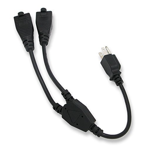 Power Cord Extension Y Splitter - 2 Way Outlet Adapter NEMA 5-15R to 1 NEMA 5-15P with 18AWG 300V Plug 1ft 13A