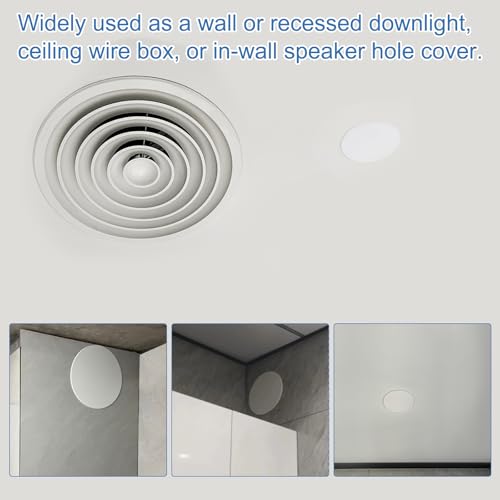 PATIKIL 4.5" Spring Ceiling Cover Plate, Recessed Light Trim Wall Mount Downlight Hole Cap Decorative Panel with Buckle Suitable for 3.5-4.1inch Round Hole Glass Ceiling Openings, White - size: 3.5-4.1"