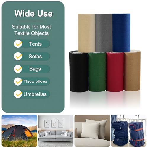 Linen Canvas Repair Tape, 4×63 Inches Dark Grey Waterproof Self-Adhesive Patch for Outdoor Gear, Durable Fabric Tape for Boat Covers, Couch,Tents, Sofas, Sun Shades, Awnings,Lounge Chairs - color: Dark Grey
