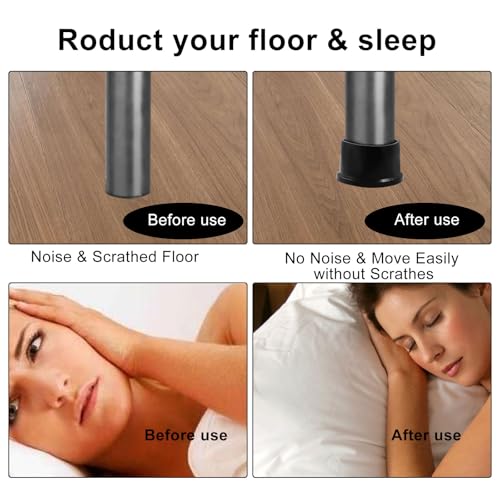4Pcs Round Black Rubber Furniture Leg Caps, 2 Inch (50mm) Table Chair Leg Tips Caps, Floor Protectors - size: 2 Inch