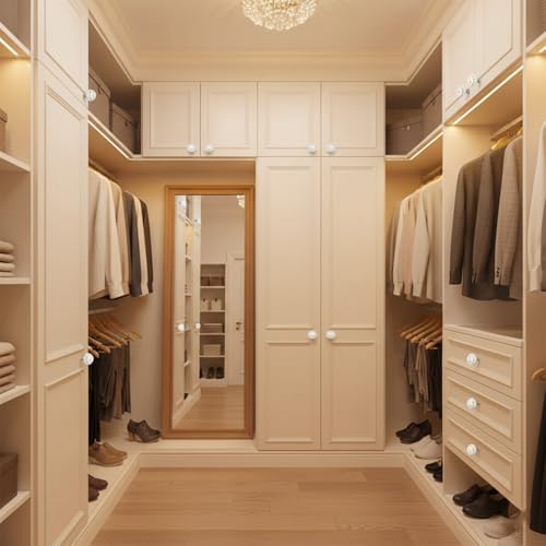 HUAMULAN 10 Pack White Ceramic Knob with Gold Circle Simple Dresser Kitchen Round Cabinet Pulls,Zinc Alloy Base Cupboard Wardrobe Drawer Door Handles,3 Size Screws - color: White with Gold Circle 10PCS