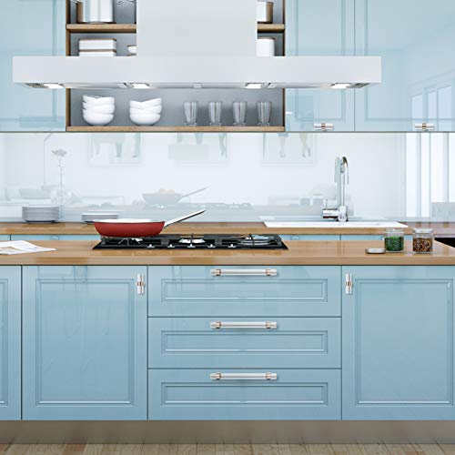 5 Pack Glass Drawer Pulls, Cabinet Handles, Crystal Dresser Pulls(3 Inch Hole Center), Brushed Nickel - color: Brushed Nickel, size: Hole Center : 3 Inch (76mm), style: 5 Pack