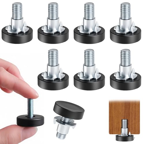 8 Pack 1/4" Wire Shelving Rack Thread Leveling Feet Bolt Adjustable Furniture Levelers Screw-in Furniture Feet Adjusters for Garden Chairs Tables Cabinets Bar Stool Stool Cupboard Couch Desk Sofa - size: 8x1/4"-with Nuts