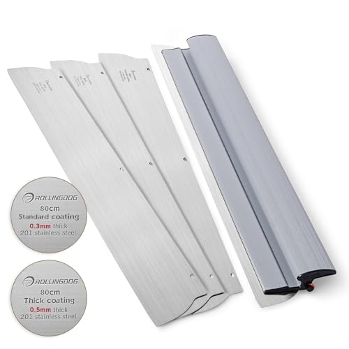 ROLLINGDOG 32 Inch Drywall Skimming Blade - 2pcs 0.5mm and 1pc 0.3mm Stainless Steel, Drywall Skim Coat Finishing Tools for Large Area Smoothing Wall and Ceiling - size: 32" Skimming Blade