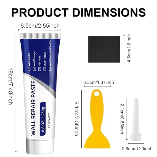 2Pcs Efficient Drywall Repair Kit with Scraper,Drywall Repair Kit,Wall Mending Agent, Used for Filling Cracks and Holes, Simple Wall Hole Filling, and Efficient Crack Repair.