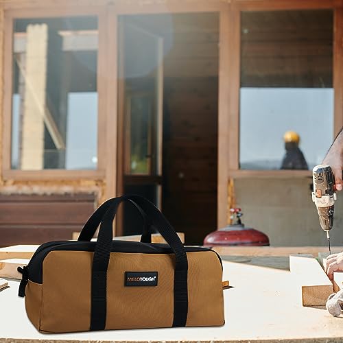 MELOTOUGH Tool Tote Bag Canvas Tool Bag with Zipper Utility 14 Inch Small Tool Storage Bags for Electrician,HVAC,Plumbing,Technician(Black & Grey) - color: B & G