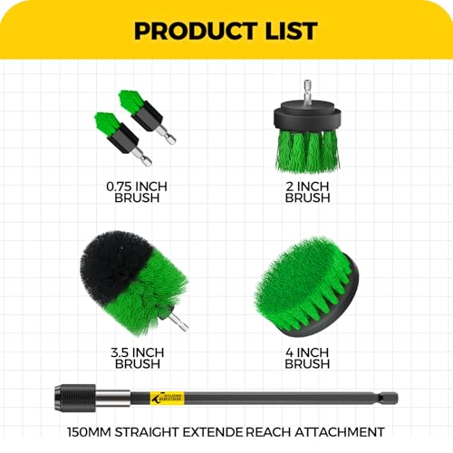 Holikme 6Pack Drill Brush Power Scrubber Cleaning Brush Extended Long Attachment Set All Purpose Drill Scrub Brushes Kit for Grout, Floor, Tub, Shower, Tile, Bathroom,Scrub Brush Green - color: Green