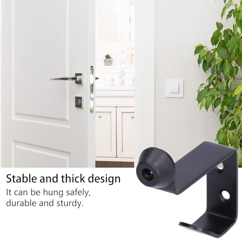 Door Stopper, Door Holder Door Stop Bumper with Hook Stainless Steel Toilet Partition Door Stop and Hook Door Stopper Stable Wall Mounted Door Coat for Home Office Black