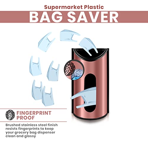 Utopia Kitchen Grocery Plastic Bag Holder and Dispenser, Easy Wall Mount Bag Saver, Stainless Steel, Rosegold - color: Rose Gold, size: Medium (Pack of 1)