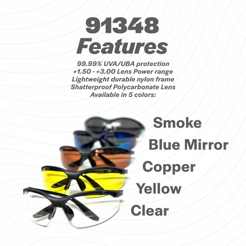 Calabria 91348 3 Pack Bulk Bifocal Safety Glasses Readers +1.50 Clear Men Women Wraparound Eye Protection Protective Eyewear - color: Clear (3 Pack)