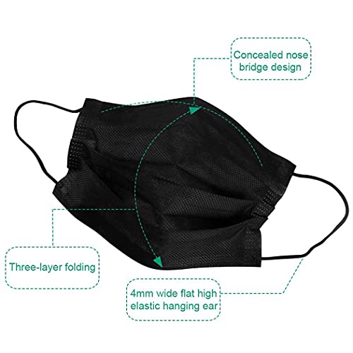 NNPCBT Black Disposable Face Masks 50PCS 3 Ply - color: Adult-50 Pack-black