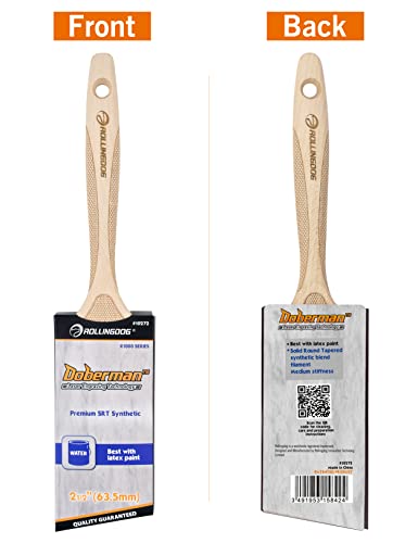 ROLLINGDOG 2.5" Angle Paint Brush Wooden Handle Stainless Steel Shell for Sharp Edge Lines Painting with Paints on Walls, Ceilings, Wood and Metal - color: 2.5" Angled Paint Brush