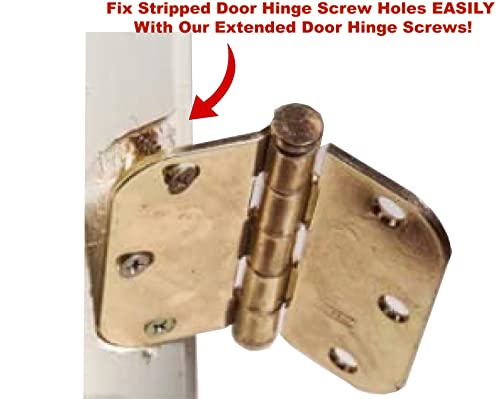 Satin Silver Nickel Finish Wood Screws 9 X 3 Inch – Extra Long Steel Door Hinge Screws - Door Security Screws - 24 Pack