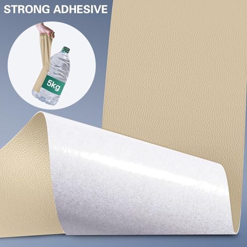 Leather Repair Patch 24x54 Inch, Self Adhesive Leather Repair Tape, Large Vinyl Repair Kit for Sofa Couch Furniture Car Seats, Strong Adhesion Waterproof Scratch Resistant Easy Cut (Beige) - color: Beige