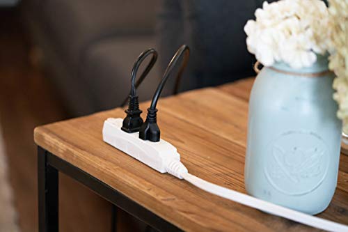 Woods Slimline Indoor Flat Extension Cord,8 Ft,16 Gauge Right Angle Plug,3 Polarized Outlets,125 Volts,White,2241,(Pack of 6) - size: 8 Foot (Pack of 6)