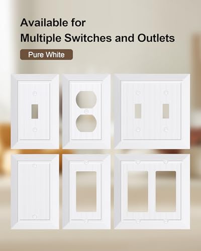 2-Pack Classic Beadboard Single Blank Wall Plate, Unbreakable Polycarbonate Wall Plate Cover, Pure White 1 Gang Wall Plate for Unused Outlets/Switches - color: Pure White, size: 1 Blank 2PK