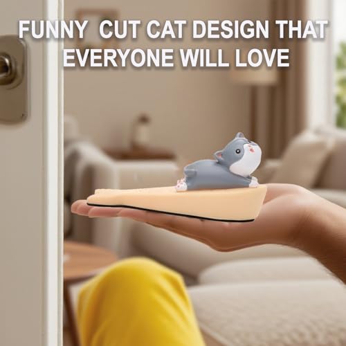 Door Stoppers for Bottom of Door Stops, Door Stop Stoppers Security Decorative, Rubber Door Stopper Wedge Holder to Keep Open Cute Cat Wedge(1 Pack)