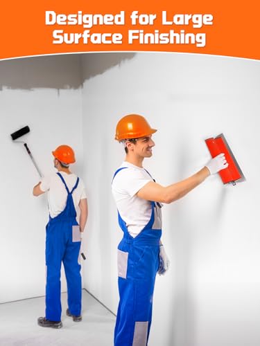 AZUNO Drywall Skimming Blade Set with Case| 10,16,24,32 Inch Stainless Steel Skimming Blades| 27"-60" Extension Handle, Compound Roller, Bucket Scoop & Putty Knife for Wall & Ceiling Finishing - size: 10+16+24+32 inch