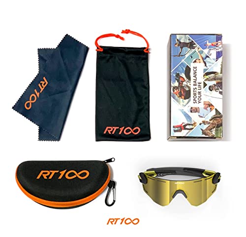 RIDE YOUR WAY Professional wrap around Frameless Cycling Sunglasses for Men and Women - color: Black Gold-full Gold Ml