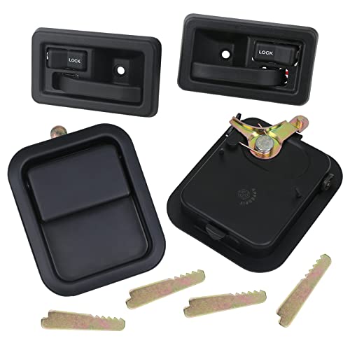 APPERFiT Exterior & Interior Door Handles w/Keepers Compatible with Jeep Wrangler YJ TJ 1991-2002 with Full Doors Replaces 55176382AE 55176383AE 55176477AB 55176476AB - style: 1991-2002 Exterior & Interior Door Handle