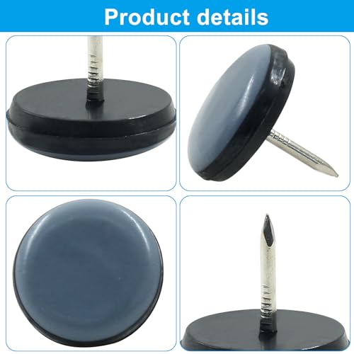 Bivethoi 7/8" Nail on Furniture Sliders (24 Pack) - Heavy Duty PTFE Chair Leg Slider Glide Wooden Furniture Movers - Easy & Safe Floor Protector, Grey - size: 7/8 inch, Round
